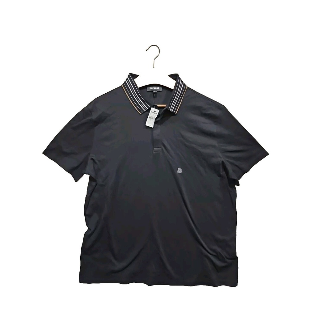 Express  Polo Shirt Size XL Black  Dressy New Golf Casual Summer New Tags